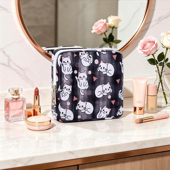 Canvas Period Pouch Discreet Sanitary Napkin Storage Bag Pad Bags | Menstrual Cup & Pad Holder, First Period Kit Storage, Feminine Bag for Women, Portable, Flower Print