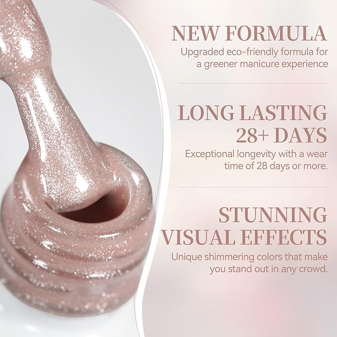Born Pretty Nude Cat Magnetic Eye Gel Nail Polish,15ML Nude Pink Holographic Shimmer Glitter Magnetic Gel Polish,Reflective Translucent U V Gels for Manicure Salon DIY