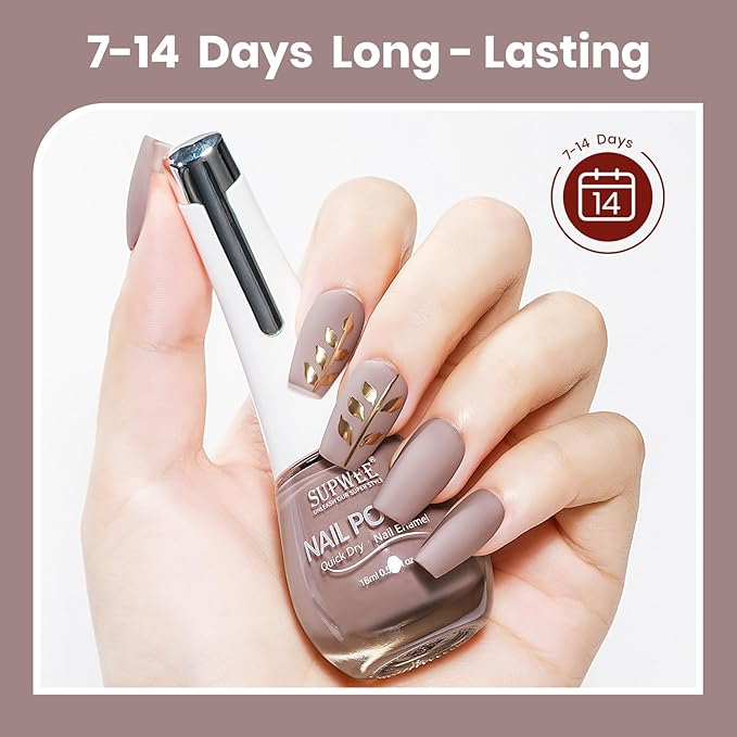 Matte Nail Polish Quick Dry Brown Nail Polish Non Gel, Fast Drying Fingernail Polishes Air Drying Lacquer, Fall Finger, Manicure, Chip Resistant, Vegan, Fast Drying, Streak, Long Lasting