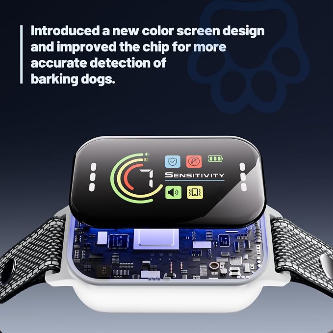 JEUJE Dog Bark Collar,Bark Collar for Large Medium Small Dogs, Anti Barking Training Collar with 7-Level Sensitivity + 5 Safety Modes Humane Training System-White