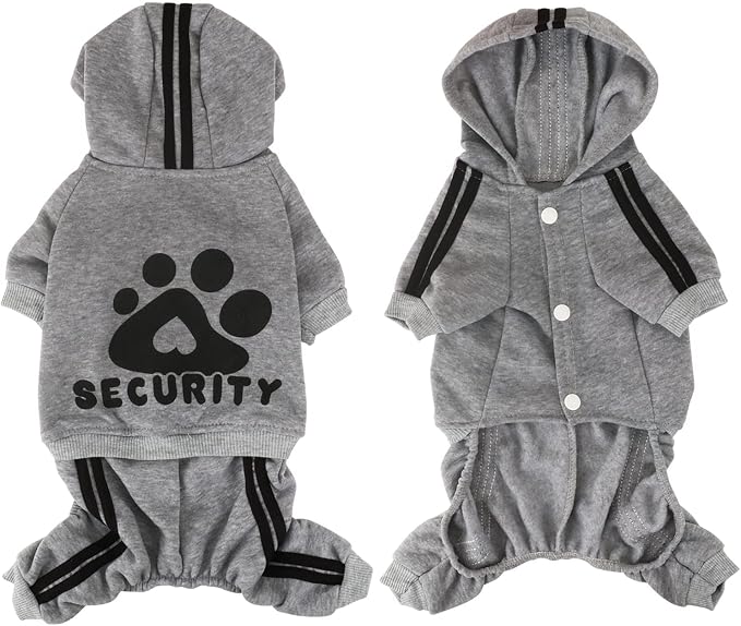 Dog Hoodie Security Clothes 4 Legs Jumpsuit Sweatshirt Hoodies Soft & Warm Dog Outfit Pullover Winter Clothes Dog Sweater for Small Medium Large Dogs Cats (Gray, Large)