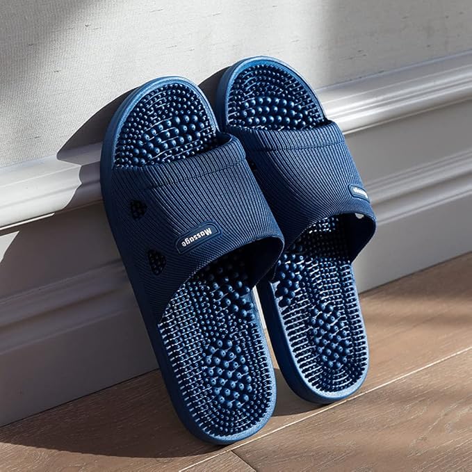 Acupressure Massage Slippers for Plantar Fasciitis for Women Acupuncture Slippers Arthritis Neuropathy Pain Relief Non-Slip Massage Sandals Women Stress Relief Gifts for Bath (US Men 7.5-8.5, Blue)