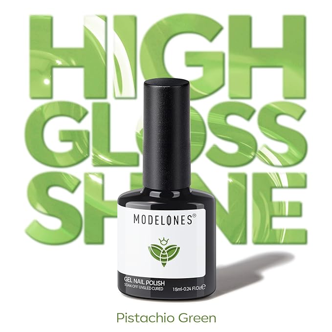 modelones Green Gel Polish Olive Green Gel Nail Polish Pistachio Nail Polish Spring Summer Soak Off LED Nail Art DIY Nail Manicure 15ML