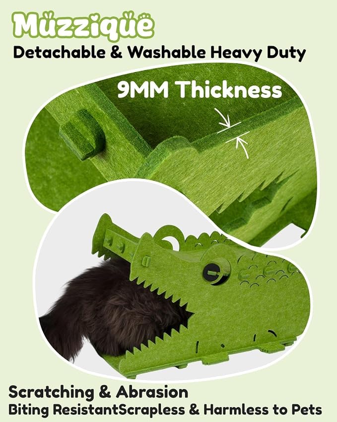 Thickened Felt Cat Bed House, Cat Hideaway Condo with Perch, for Indoor Cat | Elevated Large Furniture for 35 LBs Puppy, Rabbit Hideout Cave, Kitten Hidden Play Hole, Cute Crocodile Scratching Pet Sofa