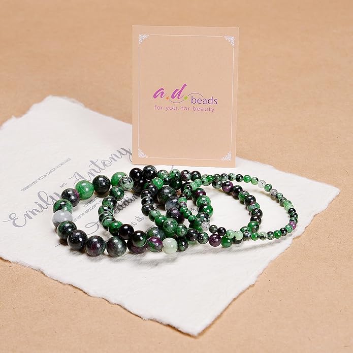 AD Beads Handmade Gemstone Stretch Elastic Bracelet Crystal Healing Reiki Nature's Beauty and Spiritual Essence Unisex