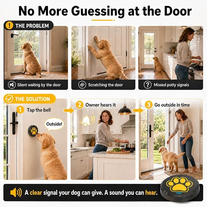 ChunHee Dog Bells to Go Outside - Bell for Dogs to Ring to Go Potty | Chew-Proof Dog Door Bell | 0-115dB Adjustable Volume & 36 Ringtones | Bells for Dog Training to Go Outside Without Barking