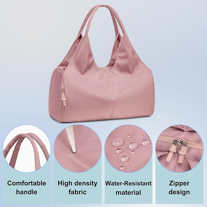 Forestfish Yoga Gym Bag For Women With Shoes Compartment & Wet Dry Storage Pockets Lightweight Duffel Bag, Pink