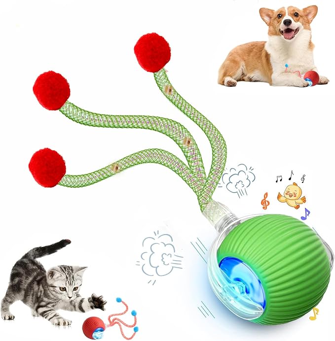 Speed 2.0 Tail Interactive Cat Toys for Indoor Cats, Moving Cat Toy | Chirping & Motion Activate Cat Toy, Smart Kitten Toys Rolling Ball Moving Ball, Electric Dog Cat Ball for Enrichment Exercise