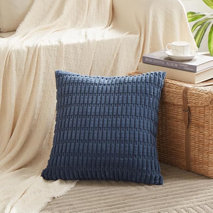 Fancy Homi 4 Packs Decorative Throw Pillow Covers for Living Room Couch Bed, Modern Farmhouse Boho Home Décor Accent Cushion Case, 16" x 16", Dusty Blue