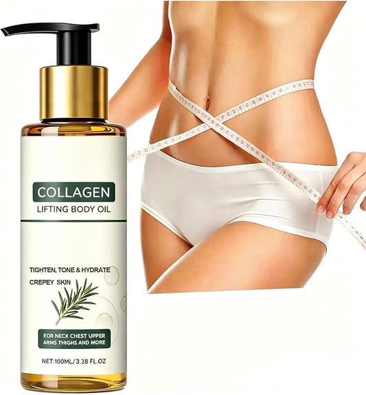 Collagen Oil for Skin Tightening, Anti-Cellulite Massage Oil for Firming & Hydratinng & Lifting Crepey Abdomen/Belly/Thighs/Butt, Light-Weight After-Shower Body Care| 100ML