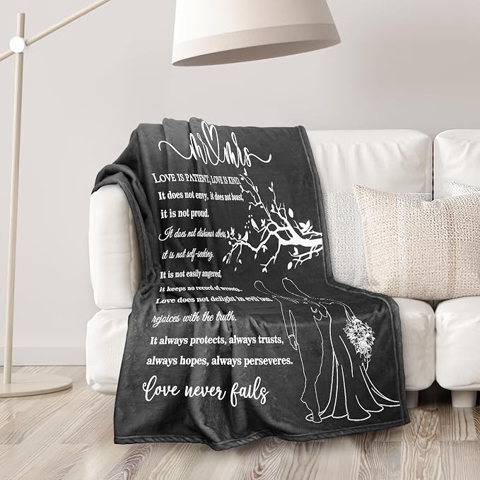 Wedding Gifts for Couples, Bridal Shower Gifts for Bride to Be Soft Blanket | Anniversary Mr and Mrs Gifts, Wedding Gifts for Newlyweds Wedding Throw Blanket 60*50 Inch (Gray)