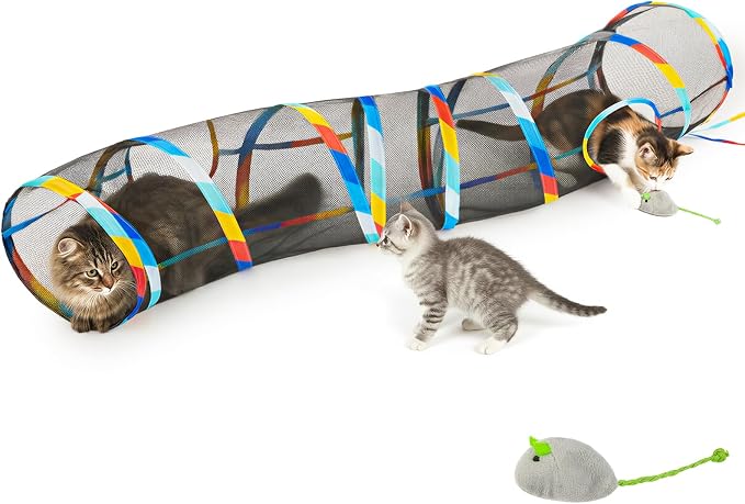 Glittme 48" Mesh Cat Tunnel, Breathable Pet Play Tube for Cats and Rabbits