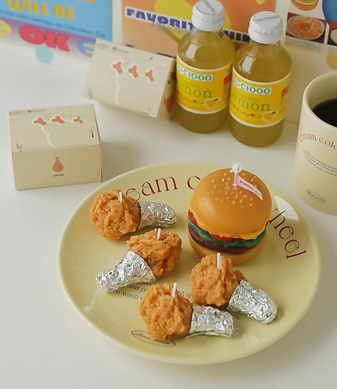 Fried Drumstick Shape Scented Candle,2PCS Fried Chicken Leg Aroma Soy Wax Funny Decorative Candle for Table Photo Prop Birthday,Prefect Gift for Meditation Stress Relief Mood Boosting