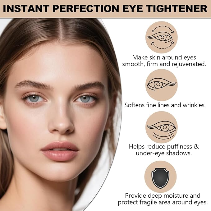 2 PCS Perfection Eye Tightener with 2 Brushes, Gentle Perfection Eye Cream for Eyes Area Instant Moisturizing, Lifting Primer with Easy-Wear Formula for Fine Lines & Wrinkles