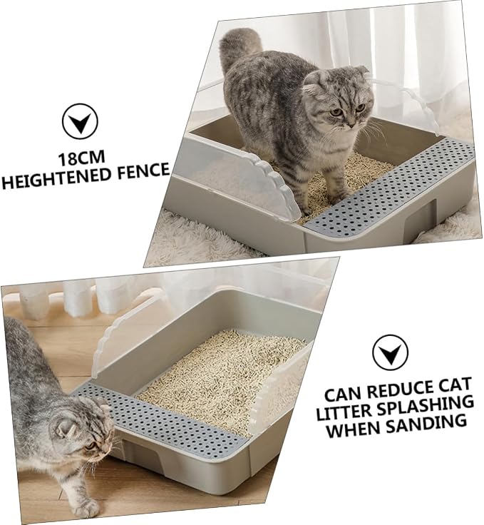 ERINGOGO Semi-Closed Cat Litter Box Potty with Detachable Anti-Splash Durable Pan Small Gray for Kitten Toilet and Cat Housebreaking