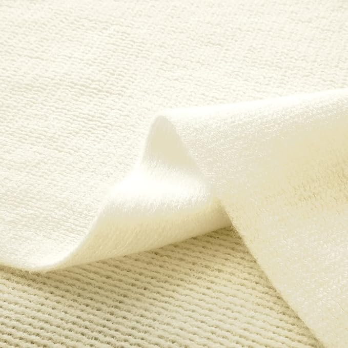 Vonty Ivory White Knitted Throw Blanket with Tassels Fringe, 50x60 Acrylic | Super Soft And Lightweight, Year-Round Cozy Warmth, Farmhouse Decorative Style, Machine Washable, for Couch, Sofa or Bed
