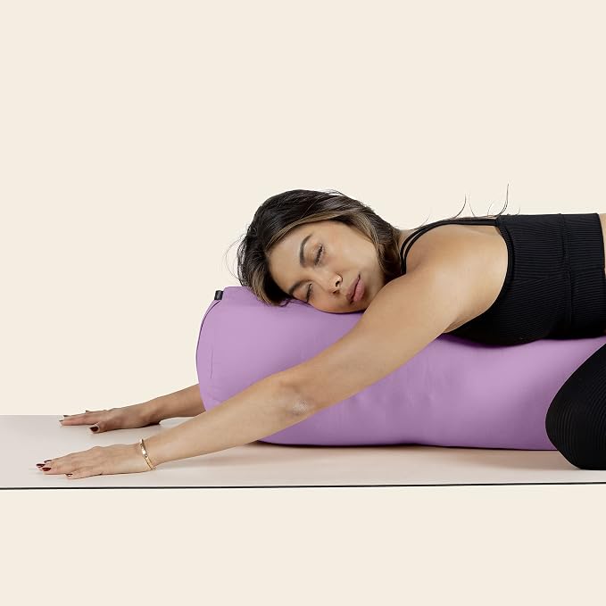 Retrospec Sequoia Meditation Cushion & Yoga Bolster Pillow With Cotton Cover - Supportive 24x12x6in Rectangle for Spine Relief, Joint Support & Posture - Machine Washable With Carry Handle