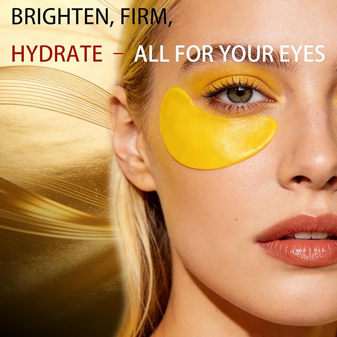 24K Gold Collagen Under Eye Patches – Hydrogel Masks for Dark Circles, Puffiness & Wrinkles – Brightening Anti-Aging Eye Gels, Moisturizing for All Skin (60 Pairs)