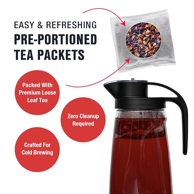 Tiesta Tea - 6-Pack Cold Brew Variety, Loose Leaf, Medium to Non-Caffeinated, Assorted Tea Sample Set, Cold Brew Packets, Each Makes a 64oz Pitcher (Pack of 6)