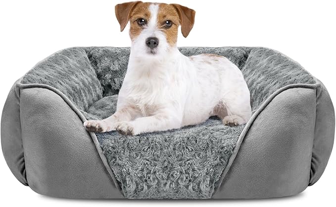 Medium Dog Bed Rectangle Washable Orthopedic Soft Calming Sleeping Durable Pet Cuddler with Anti-Slip Bottom