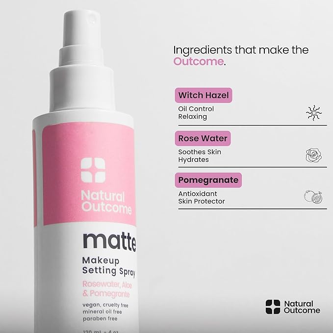 Matte Makeup Setting Spray | Mattifying Lock In Makeup Mist Keeps Fresh All Day | Add Vibrance & Shine to Your Look | Oil-Free Vegan Formula for All Skin Types | 4 oz