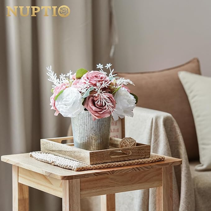 NUPTIO Galvanized Vases for Centerpiece, 5" Small Ribbed Vase, 12 Pcs | Rustic Metal Planter Pots, for Flowers, Wedding, Table, Home, Decor
