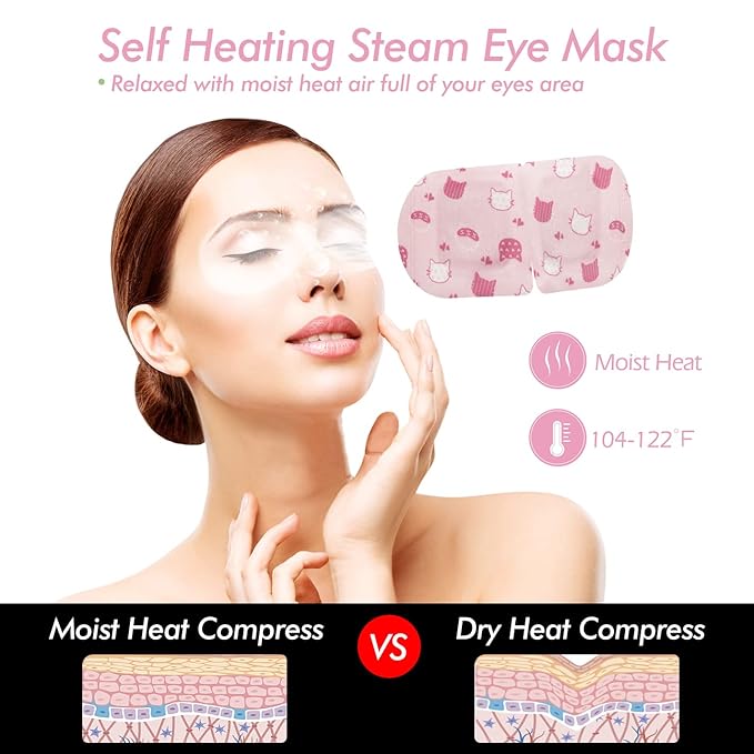 Jekeno Steam Eye Mask, 16 Packs Eye Masks for Dry Eyes, 40-60 Minutes Self Moist Warm Compress Heated Disposable Mask for Sleep, Spa Relaxing Trip Gifts, Travel Essentials for Women Men