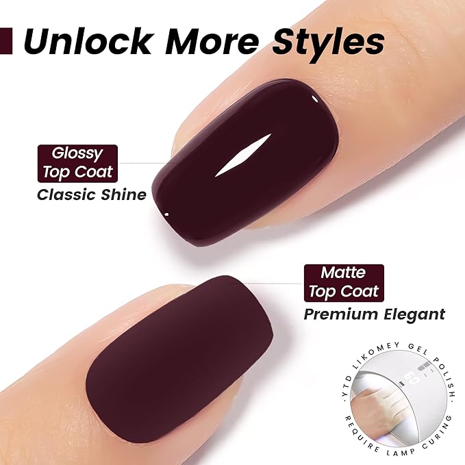 YTD Likomey Burgundy Red Gel Nail Polish,15ml Salon Home DIY Manicure and Pedicure Dark Cherry Red Fall Winter Soak Off UV Color Varnish,CS219