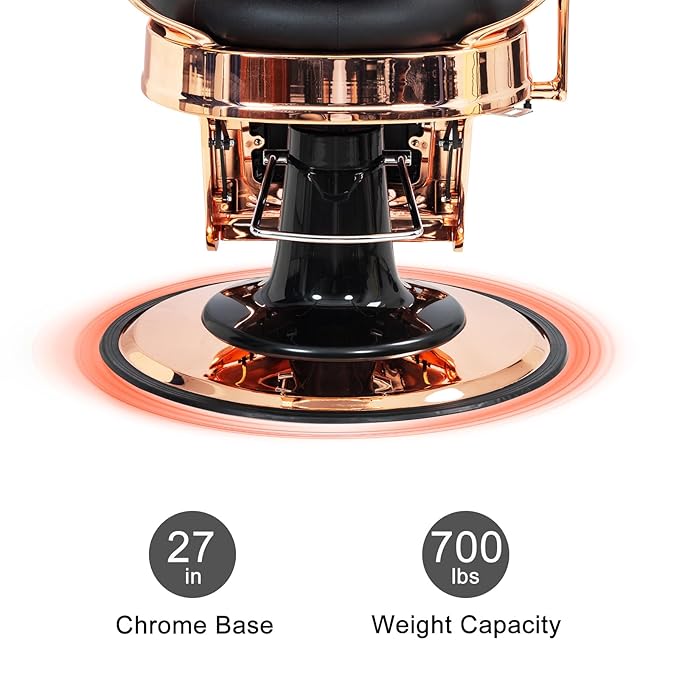 Winado Heavy Duty Vintage Recline Barber Chair Hydraulic with Headrest, Supports up to 700lbs & 360° Rotatable, Professional Salon Beauty Spa Shampoo Equipment (Rose Gold - Button Style)