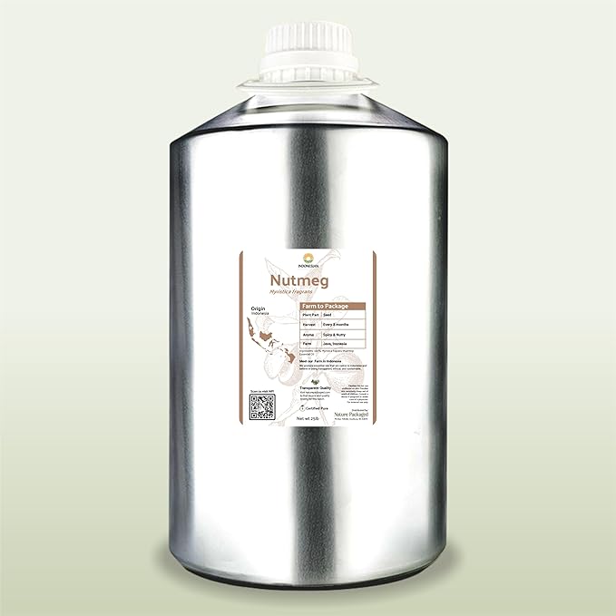 Nutmeg Essential Oil - Direct from Central Java, Indonesia - Pure Essential Oils for Diffusers, Muscle Relief and Aromatherapy | Premium Therapeutic Grade (22lbs)
