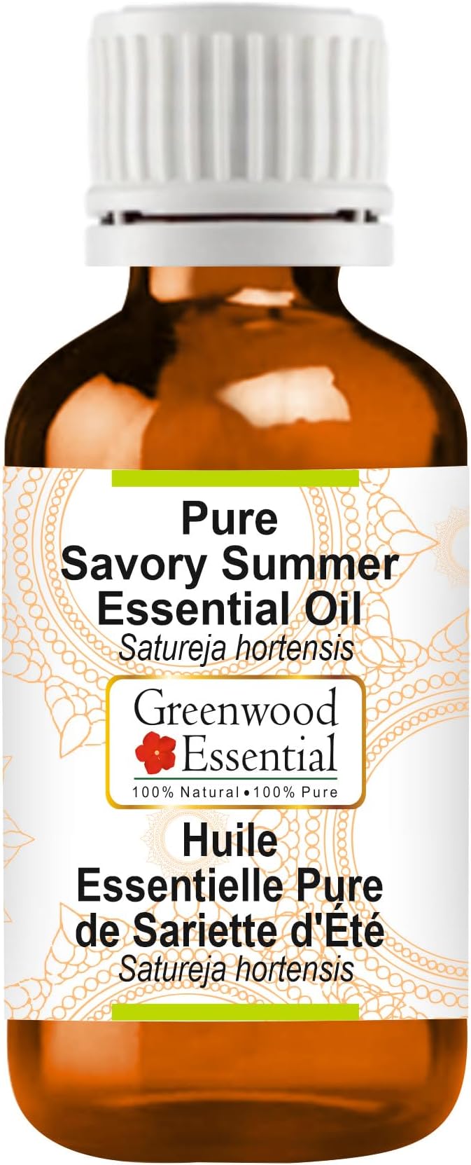 Greenwood Essential Savory Summer Essential Oil (Satureja hortensis) Pure | Non-Sticky | Non-Greasy | Lightweight | Men & Women | All Skin Types | Steam Distilled 30ml (1 oz)