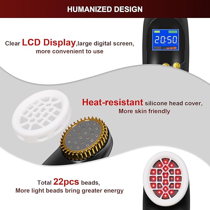 Red Light Therapy Device Wand, Near Infrared Light Therapy for Pain Relief, 650nm Red Light Therapy for Muscle & 808nm NIR for Joint, Handheld Infrared Therapy for Knee, Shoulder, Dog, Cat, Horse