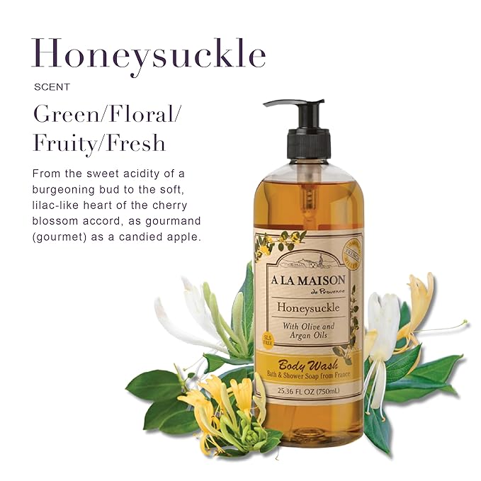 A LA MAISON Hydrating Body Wash Honeysuckle, Uses: Body, Essential Oils, Plant Based, Vegan, Cruelty-Free, Alcohol & Paraben Free (25.36 oz, 2 Pack)