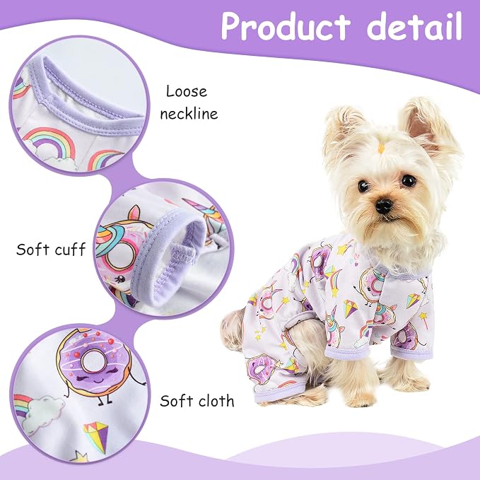 Dog Pajamas for Small Dogs Boy Girl, Dog Clothes Tiny Chihuahua Yorkie Spring Summer Shirt, Cute Puppy Outfit Pjs Jumpsuit Cat Onesie Apparel Pet Clothes