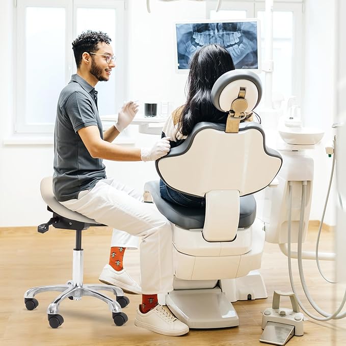 Ergonomic Saddle Chair - Adjustable Saddle Stool for Salon Spa Drafting Tattoo and Lash Tech