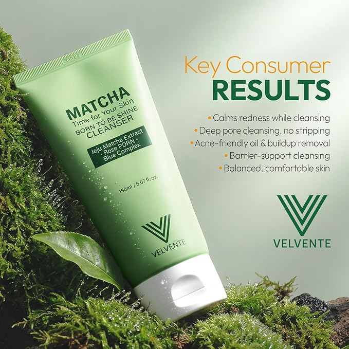 Matcha Gentle Deep Pore Cleansing Facial Cleanser, Low-pH Face Wash for Pore Refining, Rose PDRN Hydrating Daily Facial Wash Redness & Sensitive Skin Friendly, Korean Skincare(5.07 fl.oz.)