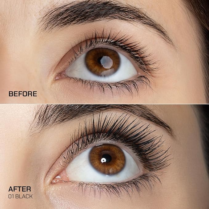 Radiant Professional Lengthening Mascara with silicone brush – Smudge-Proof Curl Mascara Volume and Length for Sensitive Eyes, Cruelty Free, Ideal for Mature & Young Women, 0.43 oz (01 Black)