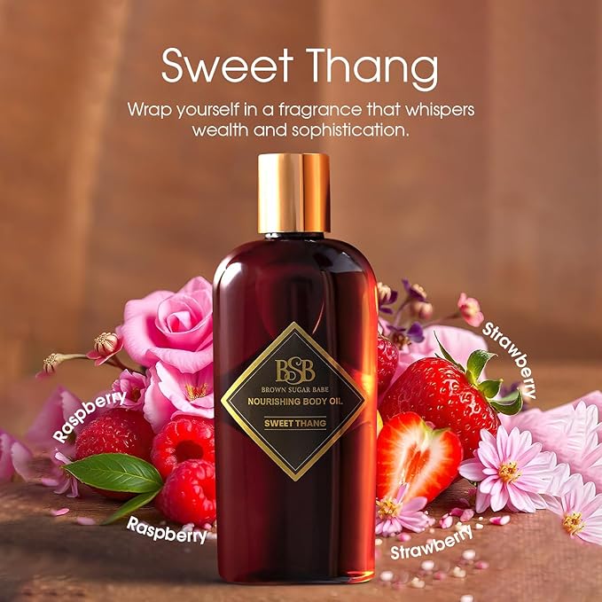 Brown Sugar Babe Sweet Thang Body Oil, Nourishing Oil for Women, Scented Skin Care, Perfume Body-Oil, Paraben Free, Made in USA