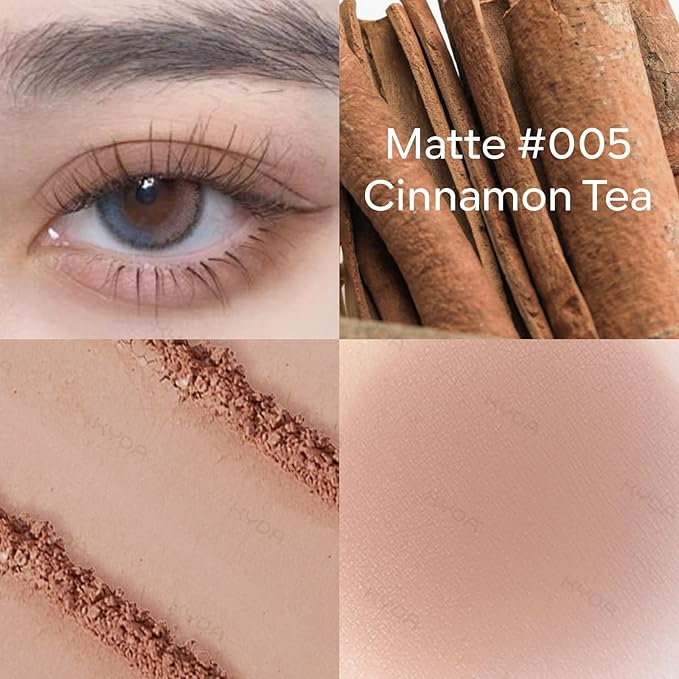 KYDA Cocoa Brown Matte Eyeshadow Single, Matte Brown Eyeshadow for Eyes and Brows, Ultra-fine Lightweight, Crease-proof High Pigmented Formula, Netural Mini Eyes Makeup, Cinnamon Tea