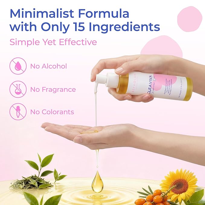 BEPHOLAN Deep Cleansing Oil, Hydrating Makeup Remover for Waterproof Makeup & Sunscreen, Sea Buckthorn Oil Cleanser with Jojoba & Camellia for Sensitive Skin, Pore Cleansing – 6.76fl oz