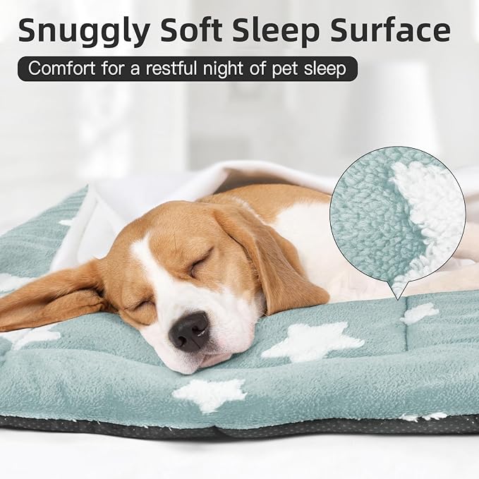 Mora Pets Dog Crate Pad Washable Dog Bed for Crate Flat Cat Pet Kennel Mat | Soft Dog Bed Mat, Crate Pad for Dog Cages Cozy Sleeping Liner, Pet Pillow Cushion Large Puppy Bed Cute Anti Slip Blue 36 x 23