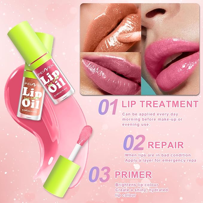 6 Colors Lip Gloss Set, Clear Lip Gloss and Glow Lip Oil for Woman, Moisturizing and Hydrating Lip Gloss Pack, Non-sticky Fat Oil Lipgloss