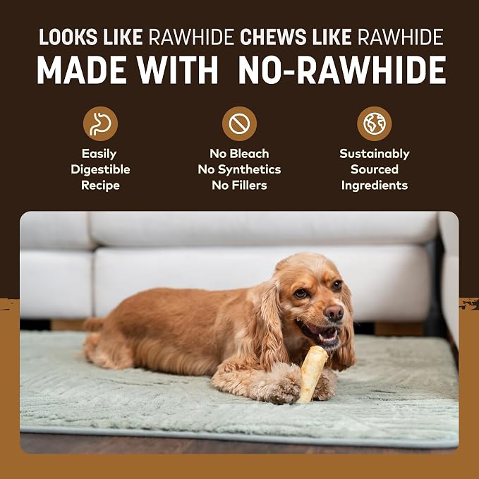 Earth Animal No Hide Dog Chews - Rawhide Free Small Rolls 2 Count Venison | Small Rolls Venison Flavored Natural Rawhide Free Long Lasting Dog Chews - Pet Treats for Small Dogs