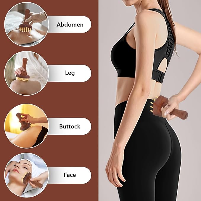 KintKita Wood Therapy Massage Tools,Lymphatic Drainage Massager Helps Reduce Cellulite for Belly Arms & Legs, Anti Cellulite Massager Body Sculpting Tools for Body Contouring & Muscle Relief