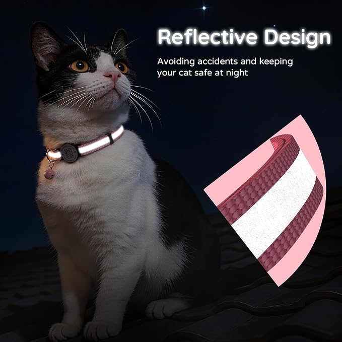 Breakaway Cat Collar QR Code, Reflective Bell, Adjustable Kitten, 3-Pack