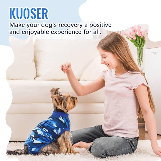 Kuoser Recovery Suit for Dogs Cats, Soft Dog Surgery Suit Female Male Spay | Professional Dog Onesie for Surgery, Substitute E-Collar & Cone, Prevent Licking Dog surgical suit Pet Neuter Suit