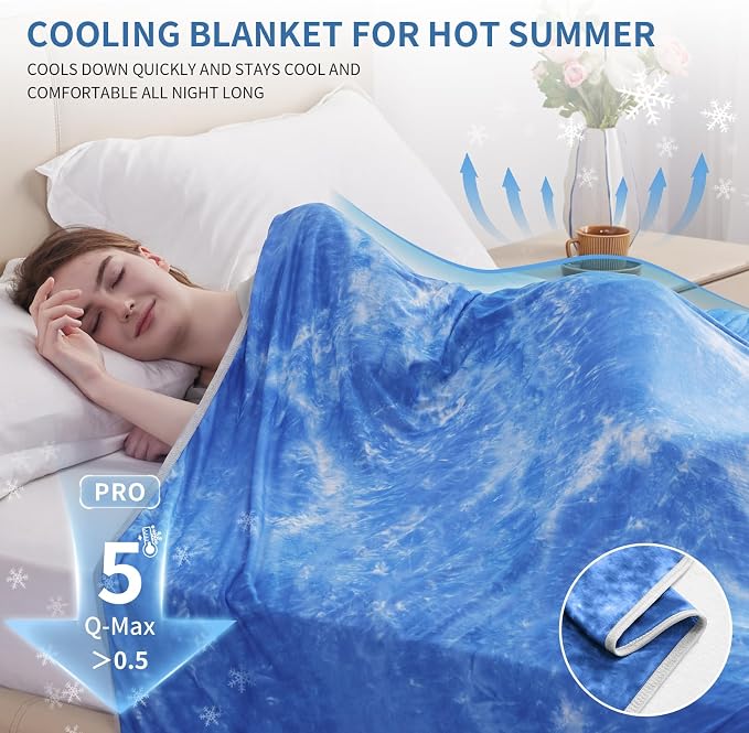 Guohaoi Cooling Blanket for Hot Sleepers and Night Sweats 50"x70" Twin Size | Arc-Chill Q-Max >0.5 Cool Fiber,100% Oeko-Tex Certified Lightweight Summer Blanket for Travel/Outdoor Ultra Cold Breathable