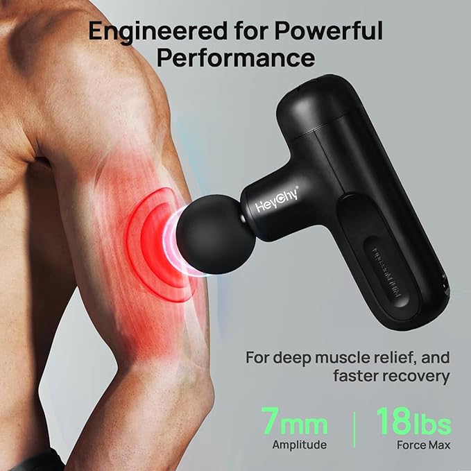 Super Mini Massage Gun Deep Tissue, Handheld Muscle Massager with 4 Heads, Percussion Travel Size Massage Gun for Back Pain Relief, Quiet for Home, Gym, Office, Gift for Men & Women, Black