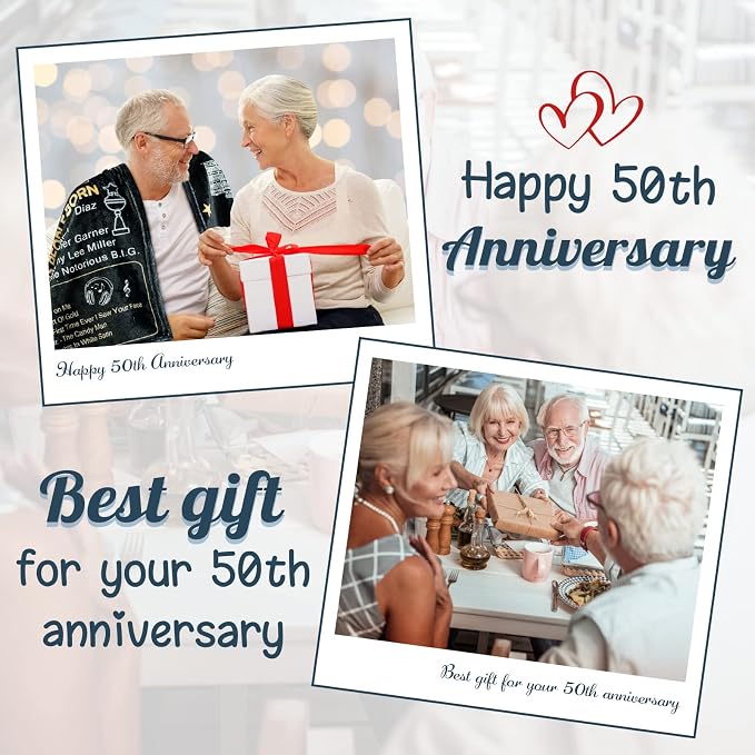 50th Anniversary Wedding Blanket Gifts Gift for 50th Wedding Anniversary Golden 50 Years of Marriage Gifts for Couple Wife Husband Dad Mom Parents Back in 1976 Blanket 60Lx50W