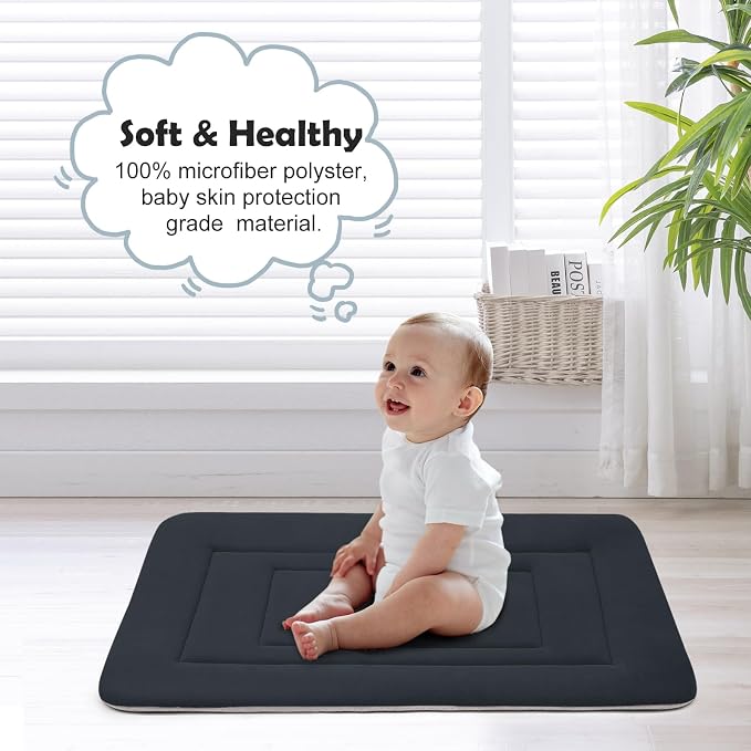 Dog Bed Soft Dog Crate Bed Pad Mat, 36 in Non Slip Bottom Washable Beds for Medium and Large Dogs, Pet Bed Mattress Kennel Pad, Dark Blue Gray